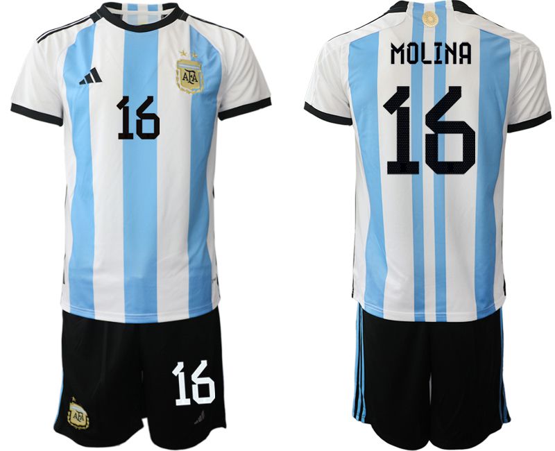 Men 2022 World Cup National Team Argentina home white 16 Soccer Jerseys